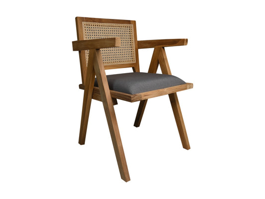 HSM Collection-Eetkamerstoel Phi-52x54x83-Naturel/Donker Grijs-Teak/Stof