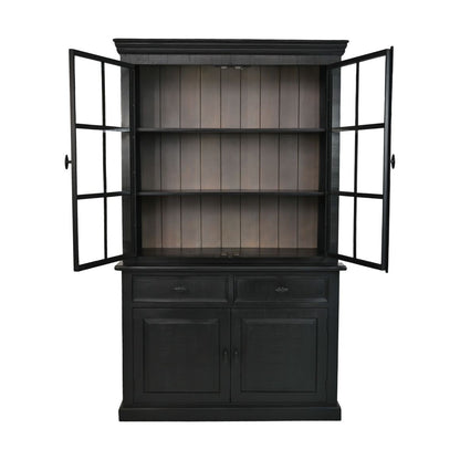 HSM Collection-Buffetkast Provence 4 Deur 2 La-130x48x215-Zwart/Grijs-Mango/Metaal