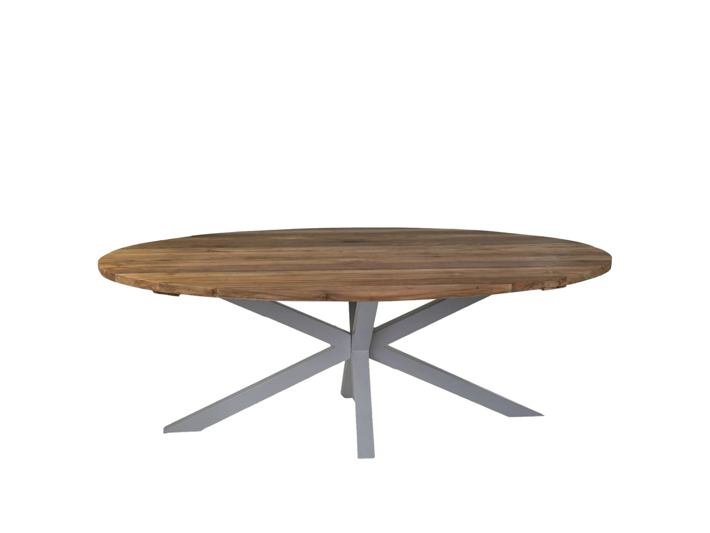 HSM Collection -Tuintafel ovaal - 220x110x78 - Naturel/Wit - Oud teakhout/metaal