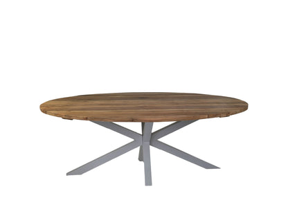 HSM Collection -Tuintafel ovaal - 220x110x78 - Naturel/Wit - Oud teakhout/metaal