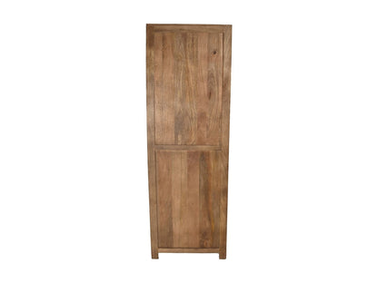 HSM Collection-Vitrinekast 1 Deur Links-60x40x180-Naturel-Mango/Glas