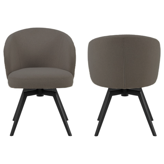 HSM Collection-Eetkamerstoel Alma + Armleuning-80x58,5x60-Antraciet/Zwart-Stof/Metaal