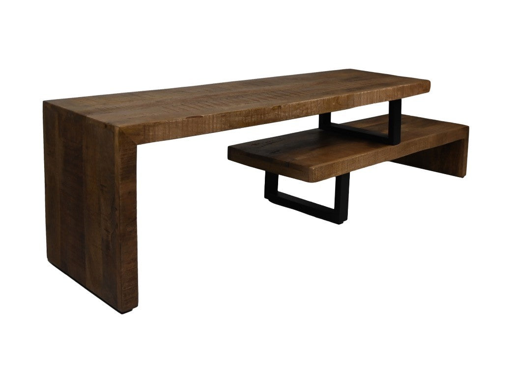 HSM Collection-Tv Meubel 2 Delig-140x40x46-Naturel-Mango/Metaal