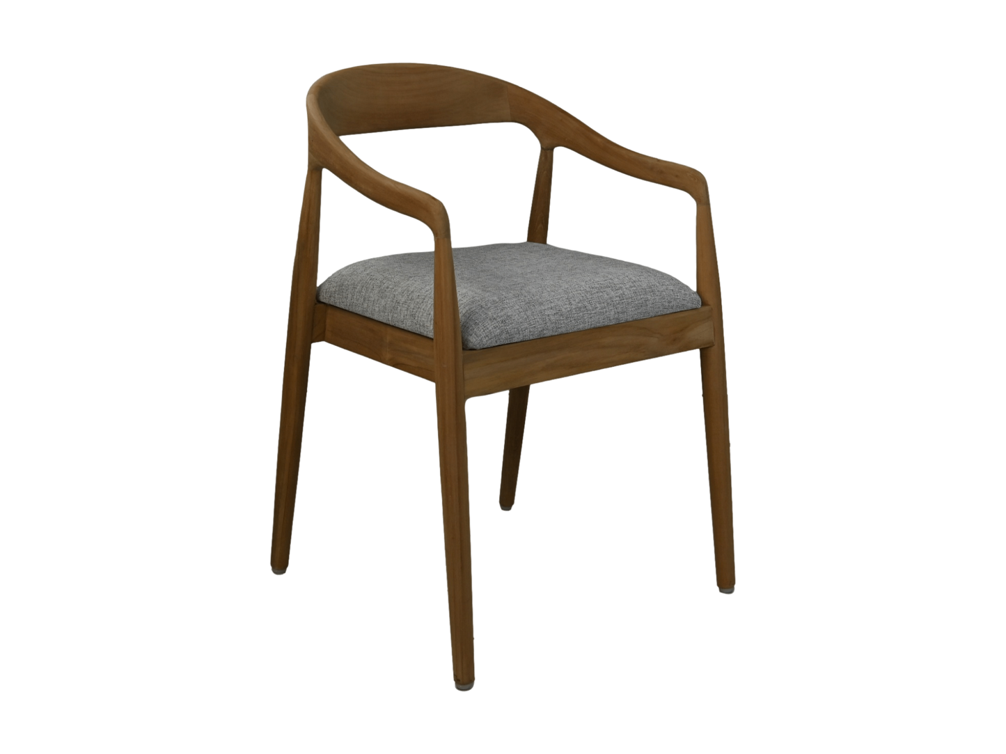 HSM Collection-Eetkamerstoel Modena + zitting-55x41x78-Naturel/Grijs-Teak/Stof