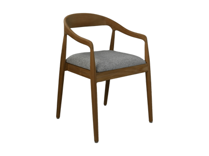 HSM Collection-Eetkamerstoel Modena + zitting-55x41x78-Naturel/Grijs-Teak/Stof