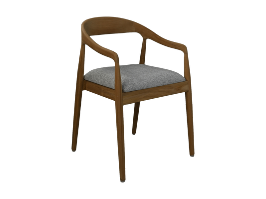 HSM Collection-Eetkamerstoel Modena + zitting-55x41x78-Naturel/Grijs-Teak/Stof