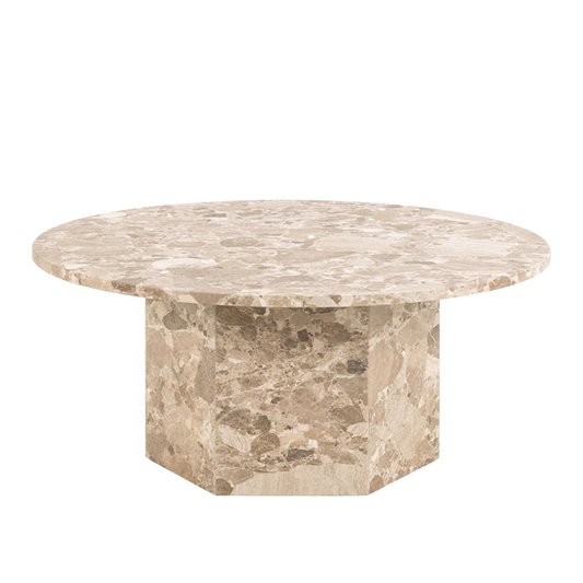 HSM Collection-Ronde Salontafel Sofia-ø80x32-Wit-Travertine