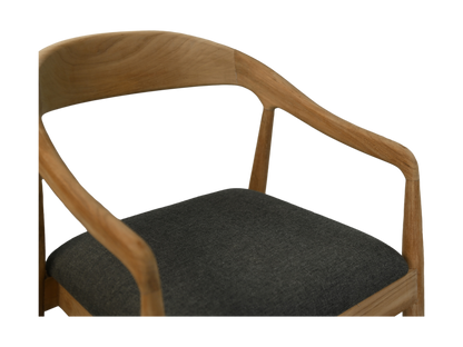 HSM Collection-Eetkamerstoel Modena + zitting-55x41x78-Naturel/Antraciet-Teak/Stof