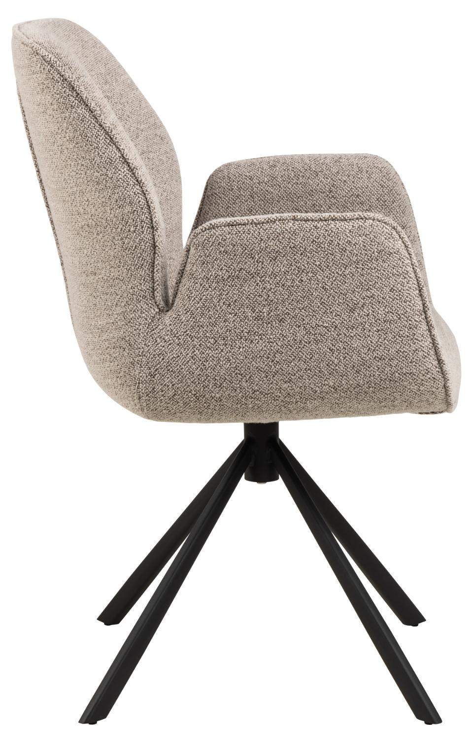 HSM Collection-Eetkamerstoel Nora + Armleuning-90x62x61-Zand/Zwart-Stof/Metaal