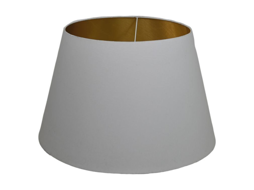 HSM Collection-Ronde Lampenkap Conisch-ø35-ø52x32-Wit/Goud-Katoen