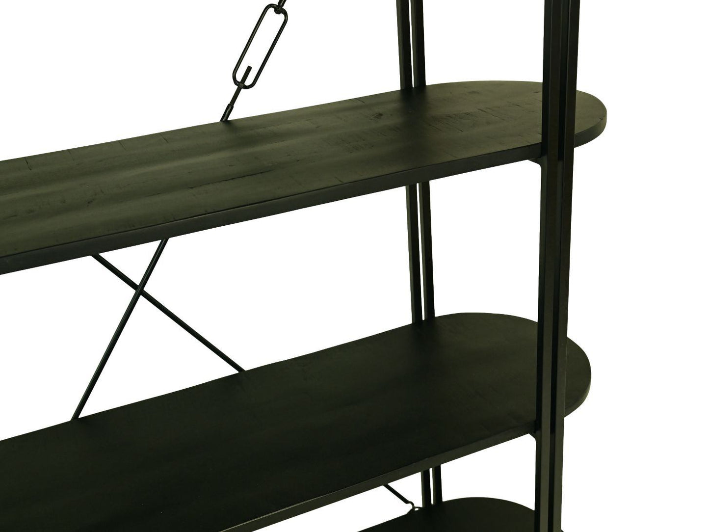 HSM Collection-Wandkast Met 4 Planken-130x39x140-Zwart-Mango/Metaal