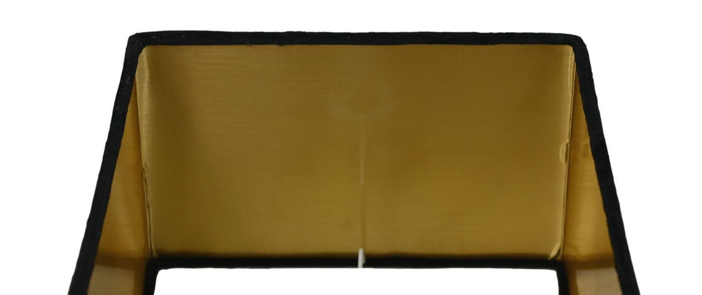 HSM Collection-Vierkante Lampenkap-42x42x28-Zwart/Goud-Stof