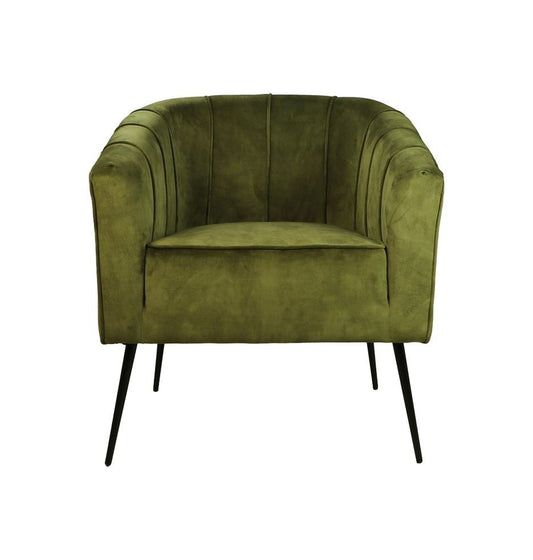 HSM Collection-Fauteuil Chester-72x71x80-Olijf Groen/Zwart-Stof/Metaal