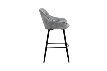 HSM Collection-Barkruk Liverpool S/3-56x61x107-Licht Grijs/Zwart-Stof/Metaal