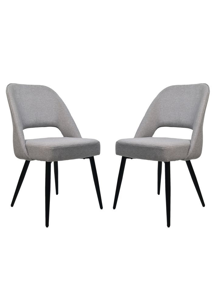 HSM Collection-Eetkamerstoel Jenna S/2-62x54x87-Licht Grijs/Zwart-Katoen/Metaal