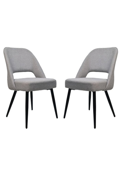 HSM Collection-Eetkamerstoel Jenna S/2-62x54x87-Licht Grijs/Zwart-Katoen/Metaal