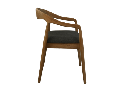 HSM Collection-Eetkamerstoel Modena + zitting-55x41x78-Naturel/Antraciet-Teak/Stof