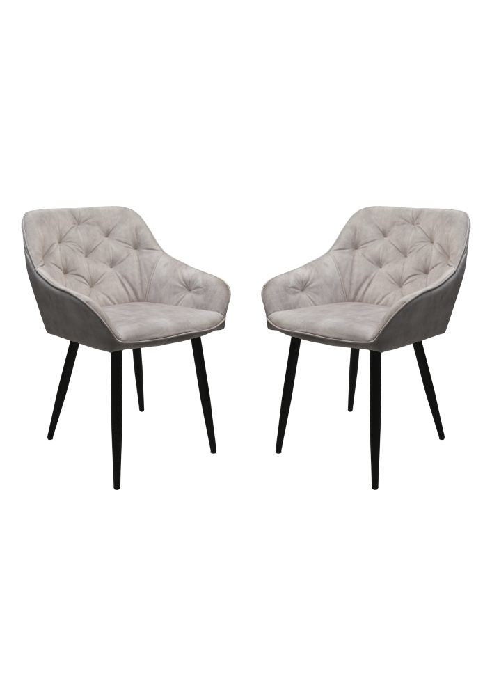 HSM Collection-Eetkamerstoel Liverpool S/2-56x61x79-Beige/Zwart-Stof/Metaal