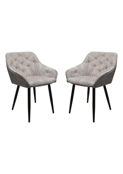 HSM Collection-Eetkamerstoel Liverpool S/2-56x61x79-Beige/Zwart-Stof/Metaal
