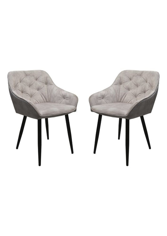 HSM Collection-Eetkamerstoel Liverpool S/2-56x61x79-Beige/Zwart-Stof/Metaal