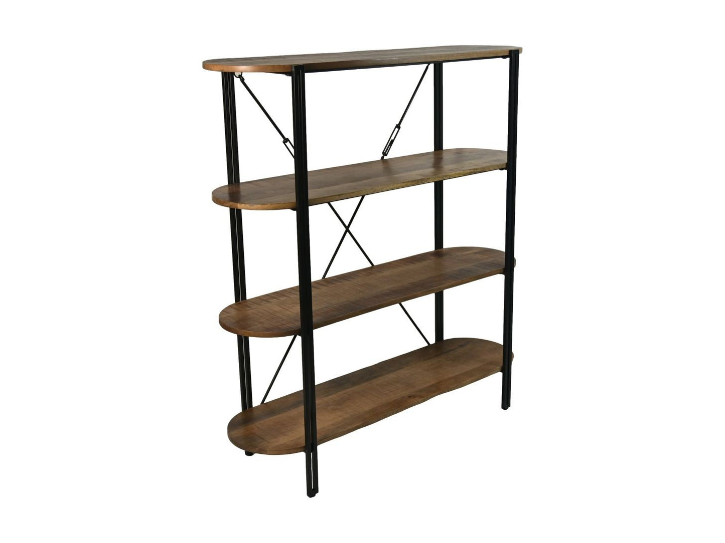 HSM Collection-Wandkast Met 4 Planken-130x39x140-Naturel/Zwart-Mango/Metaal