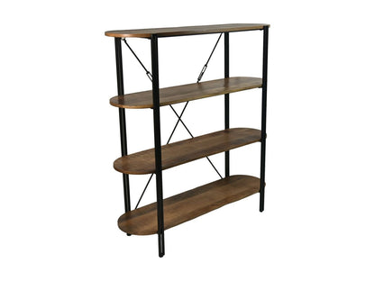 HSM Collection-Wandkast Met 4 Planken-130x39x140-Naturel/Zwart-Mango/Metaal