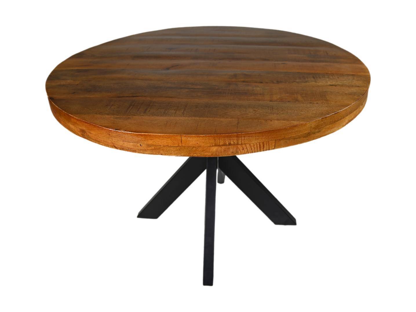 HSM Collection-Ronde Eettafel Melbourne-110*110*80-Bruin/Zwart-Mango/Metaal