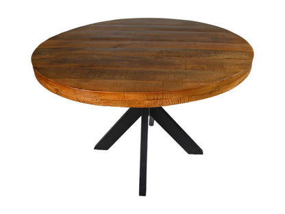 HSM Collection-Ronde Eettafel Melbourne-110*110*80-Bruin/Zwart-Mango/Metaal