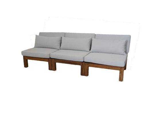 HSM Collection-Tuin Lounge Set Aruba 3 Delig-79x240x73-Naturel/Wit-Teak/Stof