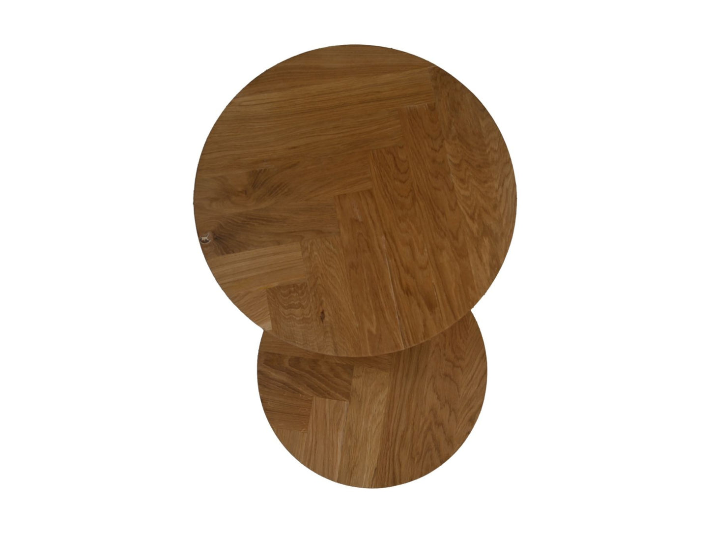 HSM Collection-Ronde Bijzettafel Fishbone S/2-ø60x49/ø45x39-Naturel-Zwart/Zwart-Eiken/Metaal