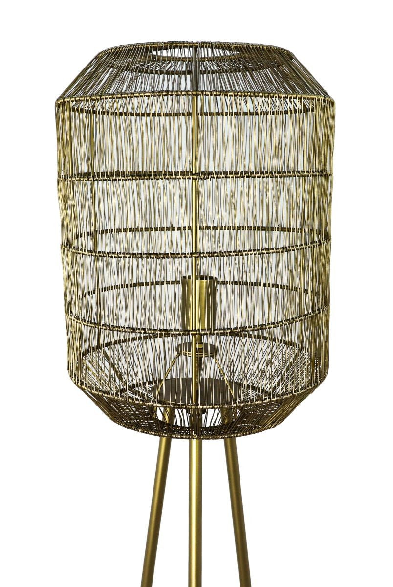 HSM Collection-Vloerlamp Driepoot Marbella-ø40x158-Goud-Metaal