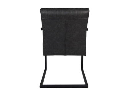 HSM Collection-Eetkamerstoel Texas Met Arm S/2-55x50x85-Grijs/Zwart-Leder/Metaal