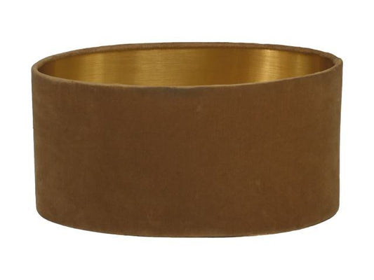 HSM Collection-Ovale Lampenkap-ø38x19-Beige/Goud-Stof