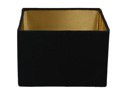 HSM Collection-Vierkante Lampenkap-30x30x20-Zwart/Goud-Stof