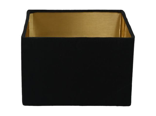 HSM Collection-Vierkante Lampenkap-30x30x20-Zwart/Goud-Stof