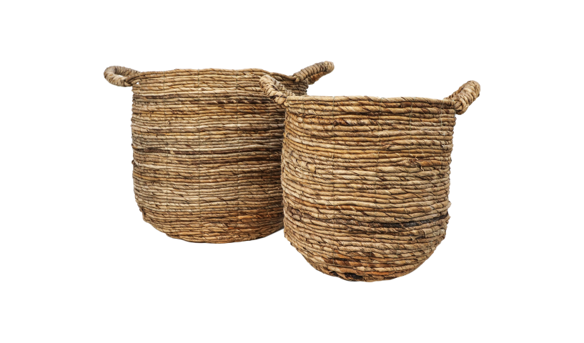 HSM Collection-Mandenset S/2-ø35x33/ø30x30-Naturel-Bananenblad