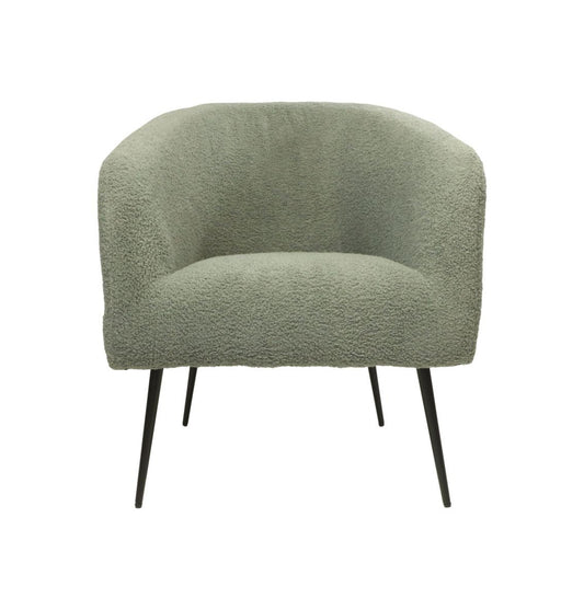 HSM Collection-Fauteuil Bouclé-77x68x83-Licht Grijs/Zwart-Stof/Metaal