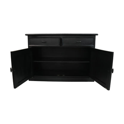 HSM Collection-Buffetkast Provence 4 Deur 2 La-130x48x215-Zwart/Grijs-Mango/Metaal