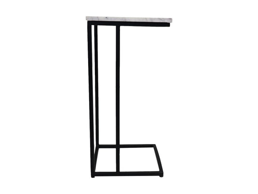 HSM Collection-Bijzettafel Read-32x32x65-Wit/Zwart-Marmer/Metaal