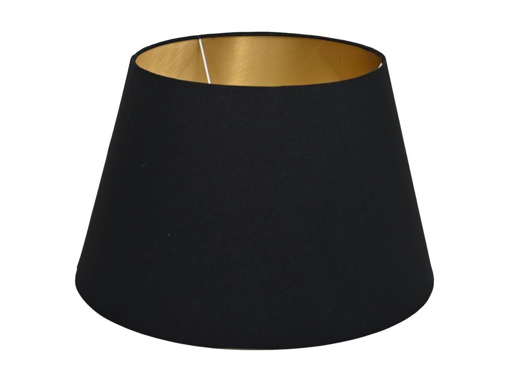 HSM Collection-Ronde Lampenkap Conisch-ø35-ø52x32-Zwart/Goud-Katoen
