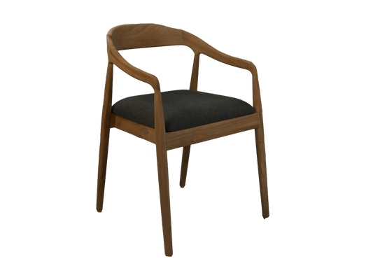 HSM Collection-Eetkamerstoel Modena + zitting-55x41x78-Naturel/Antraciet-Teak/Stof