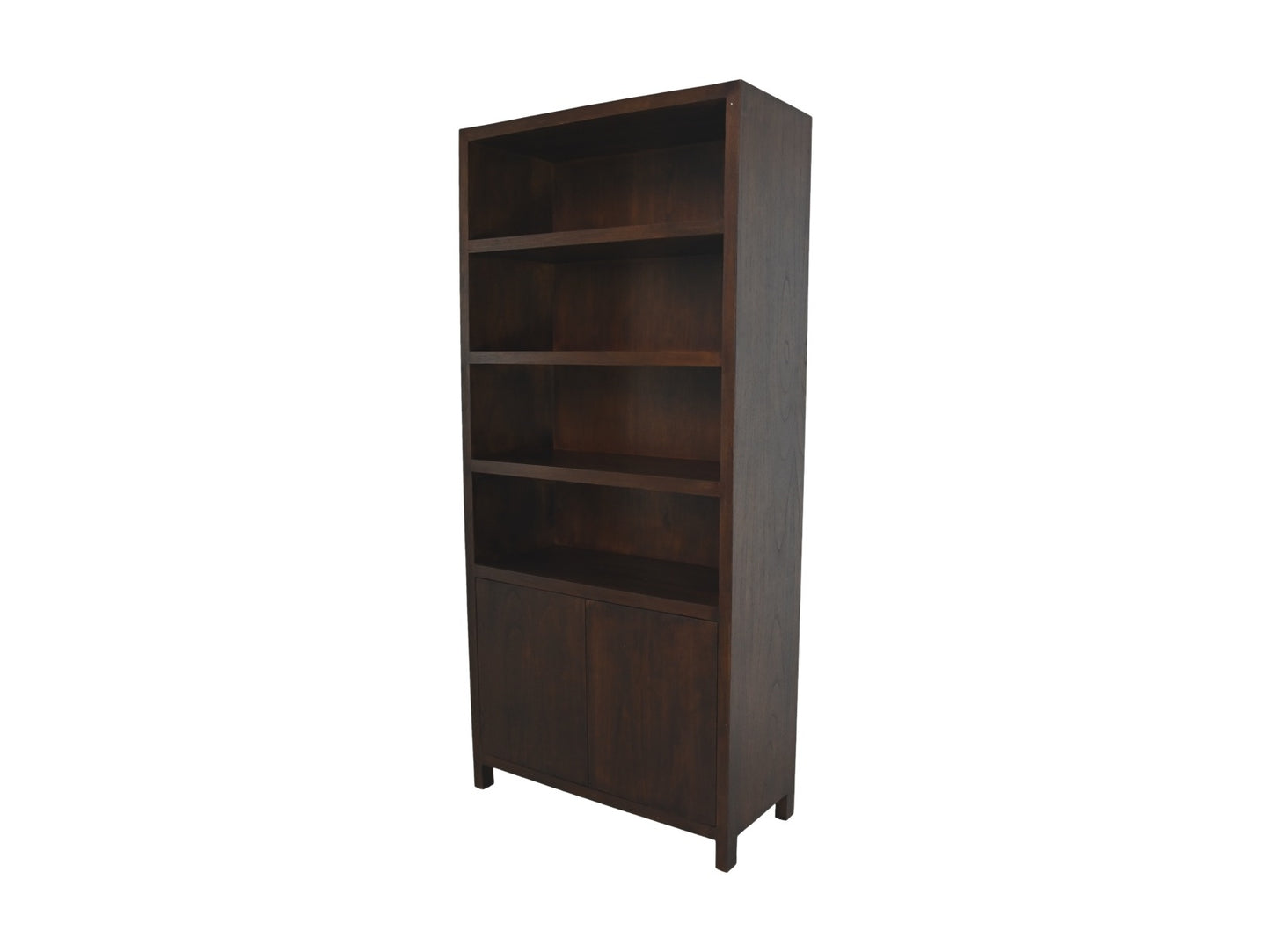 HSM Collection-Wandkast Met 4 Vakken-100x42x215-Bruin-Teak Fineer