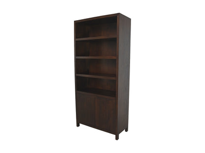 HSM Collection-Wandkast Met 4 Vakken-100x42x215-Bruin-Teak Fineer