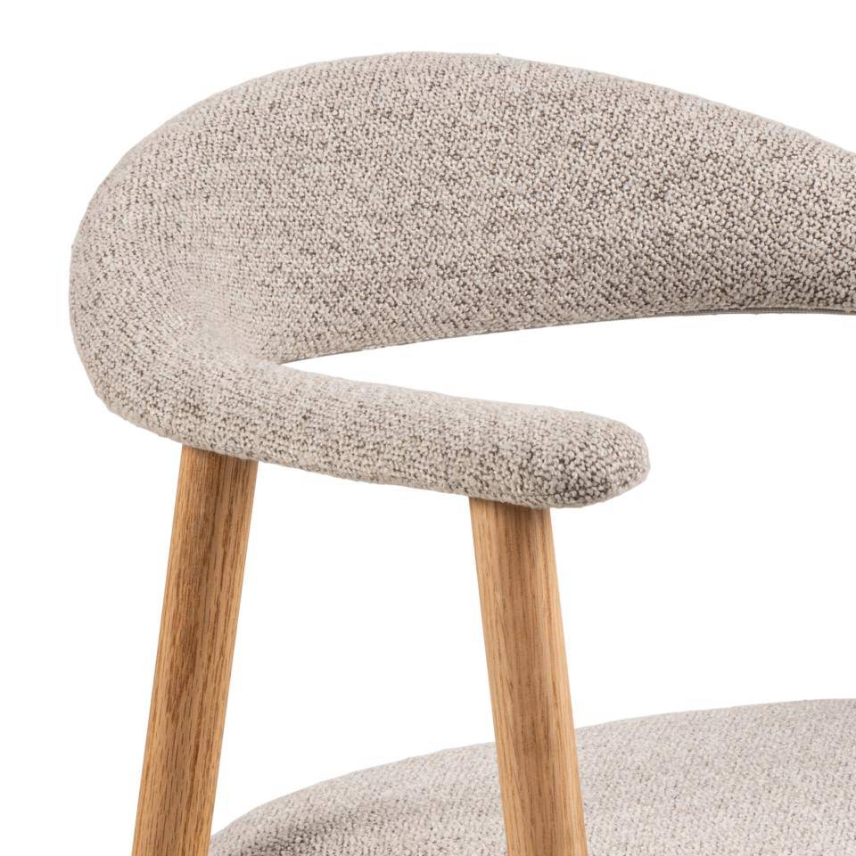 HSM Collection-Eetkamerstoel Ella Met Arm S/2-56x54x76-Zand/White Wash-Stof/Eiken
