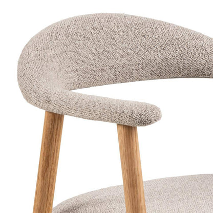 HSM Collection-Eetkamerstoel Ella Met Arm S/2-56x54x76-Zand/White Wash-Stof/Eiken