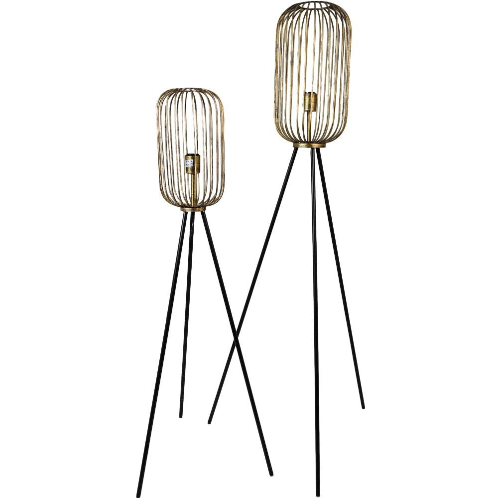 HSM Collection-Vloerlamp Driepoot Small-ø30x120-Goud/Zwart-Metaal