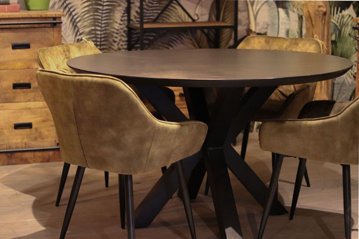 HSM Collection-Ronde Eettafel Zurich-ø140x76-Zwart-Mango/Metaal