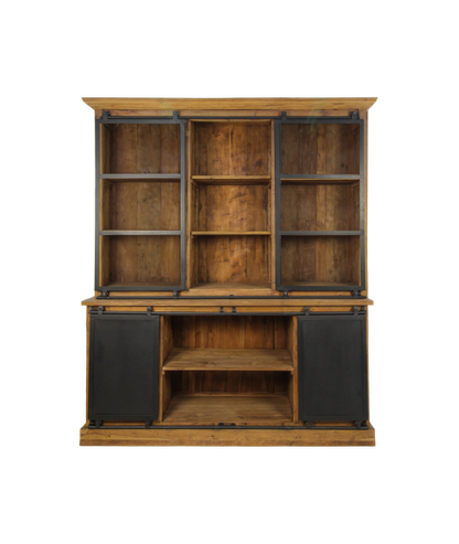 HSM Collection-Buffetkast Blackburn 4 Deur 6 La-180x50x220-Naturel/Zwart-Teak/Metaal