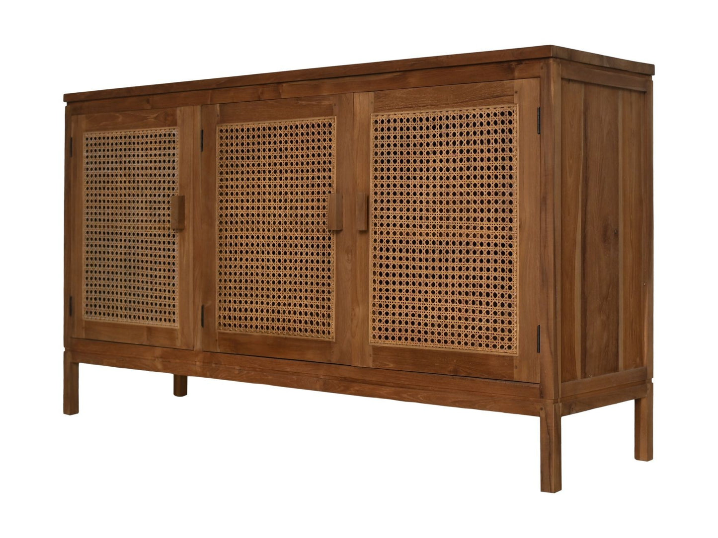 HSM Collection-Dressoir 3 Deur-150x42x85-Naturel-Teak/Rotan