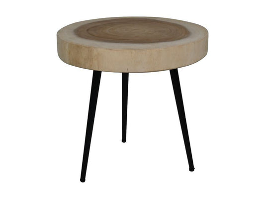 HSM Collection-Ronde Bijzettafel-ø40x51-Naturel/Zwart-Munggur/Metaal